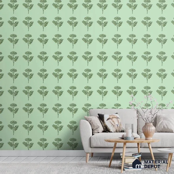 Green Floral Design Wallpaper for Walls